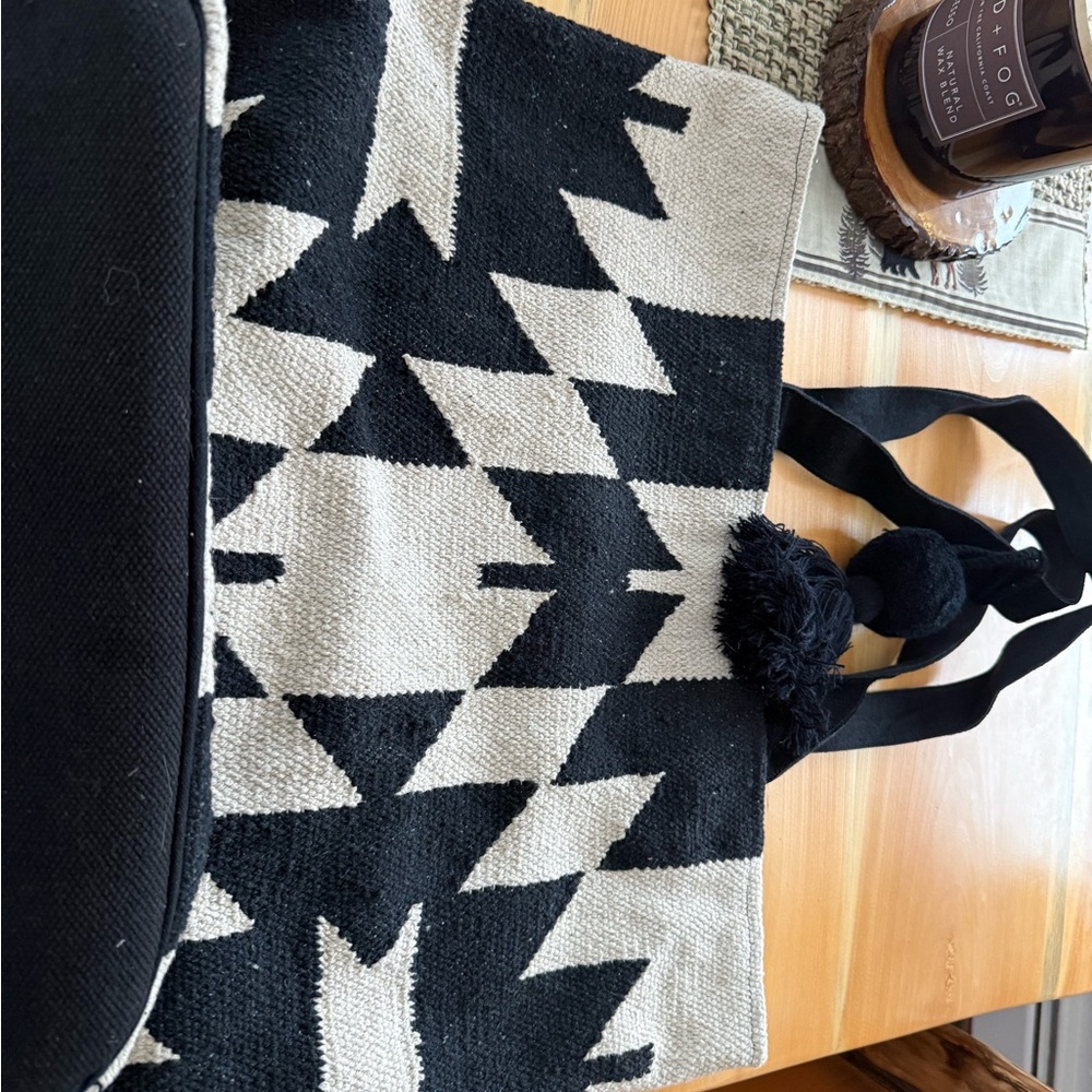 Panache Black and Cream Geometric Tote